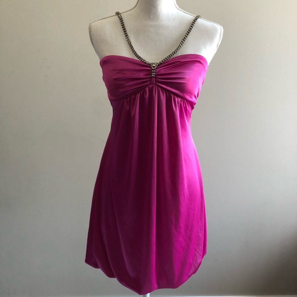Silky pink maroon dress with jewel strap details